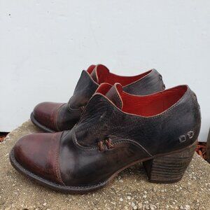 Bed Stu Cobler Series Black Brown Distressed Leather Block Heel Shoes 9/39 $237